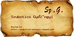 Szubotics Gyöngyi névjegykártya