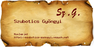 Szubotics Gyöngyi névjegykártya